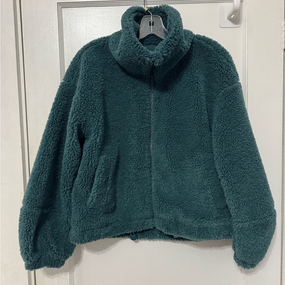 Lululemon Cinchable Fleece Zip-Up Teddy Jacket in Storm Teal Womens Size 6 - Picture 6 of 9